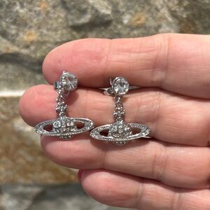 Elegant Silver Crystal Vivienne Westwood Earrings